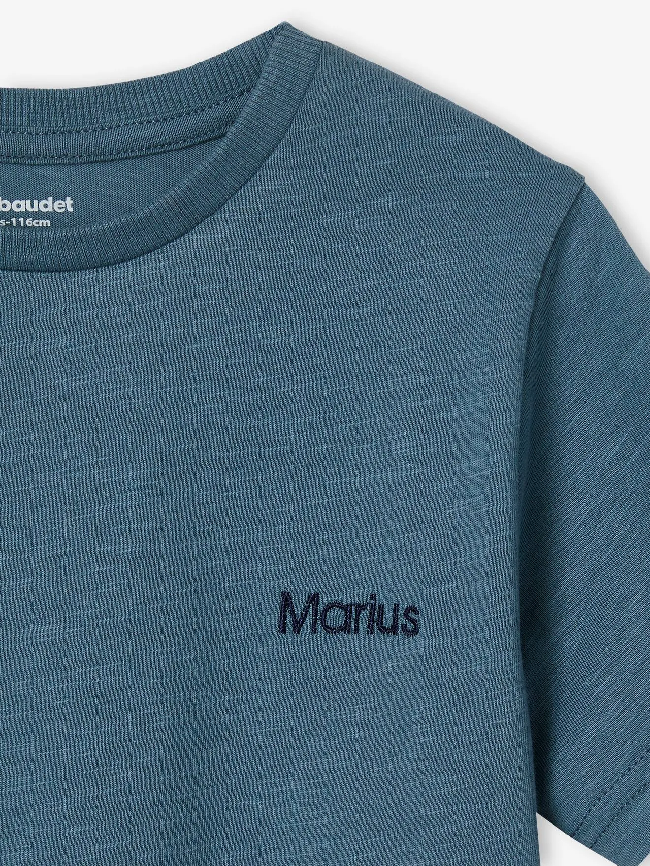 VERTBAUDET  PERSONALISEERBARE GEKLEURD JONGENSSHIRT MET KORTE MOUWEN  BLAUW